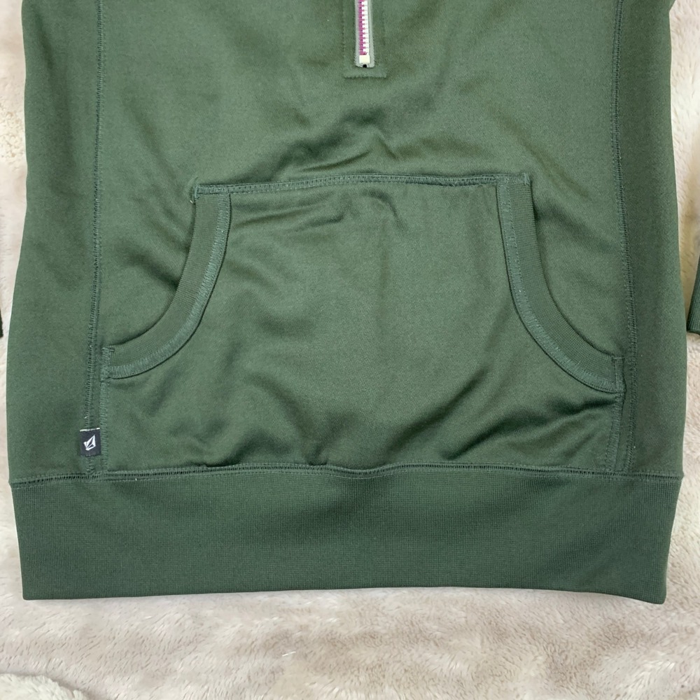 Volcom Vodder Long Hydro Pullover Green Half Zip Hoodie Zebra Print‎ Hood Small - Picture 3 of 11